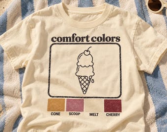 Kids Ice Cream Shirt, Comfort Colors Youth Tee, Vintage Ice Cream Graphic T-Shirt, Retro Summer Shirt, Cute Kids Gift, Ice Cream Lover Tee
