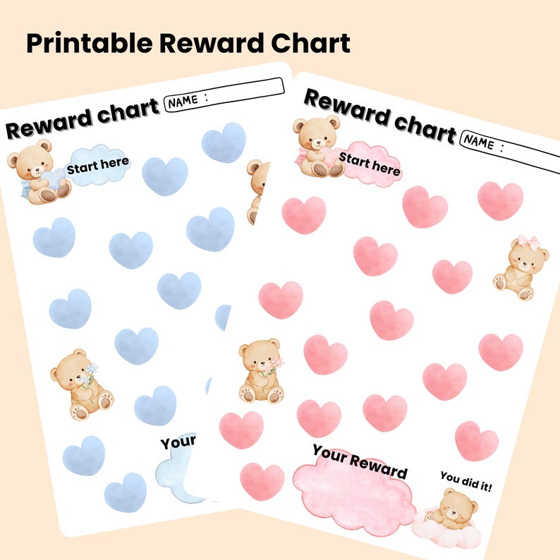 Kids Reward Chart Printable | Teddy Bear Behavior Chart | Toddler ...