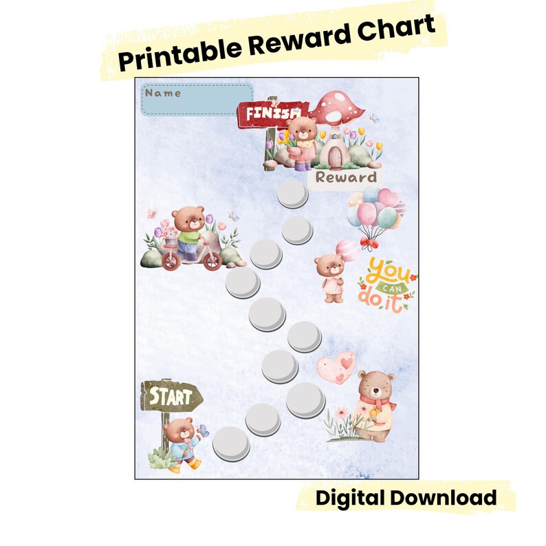 Bear Reward Chart Printable | Kids Routine Chart | Toddler Behavior ...