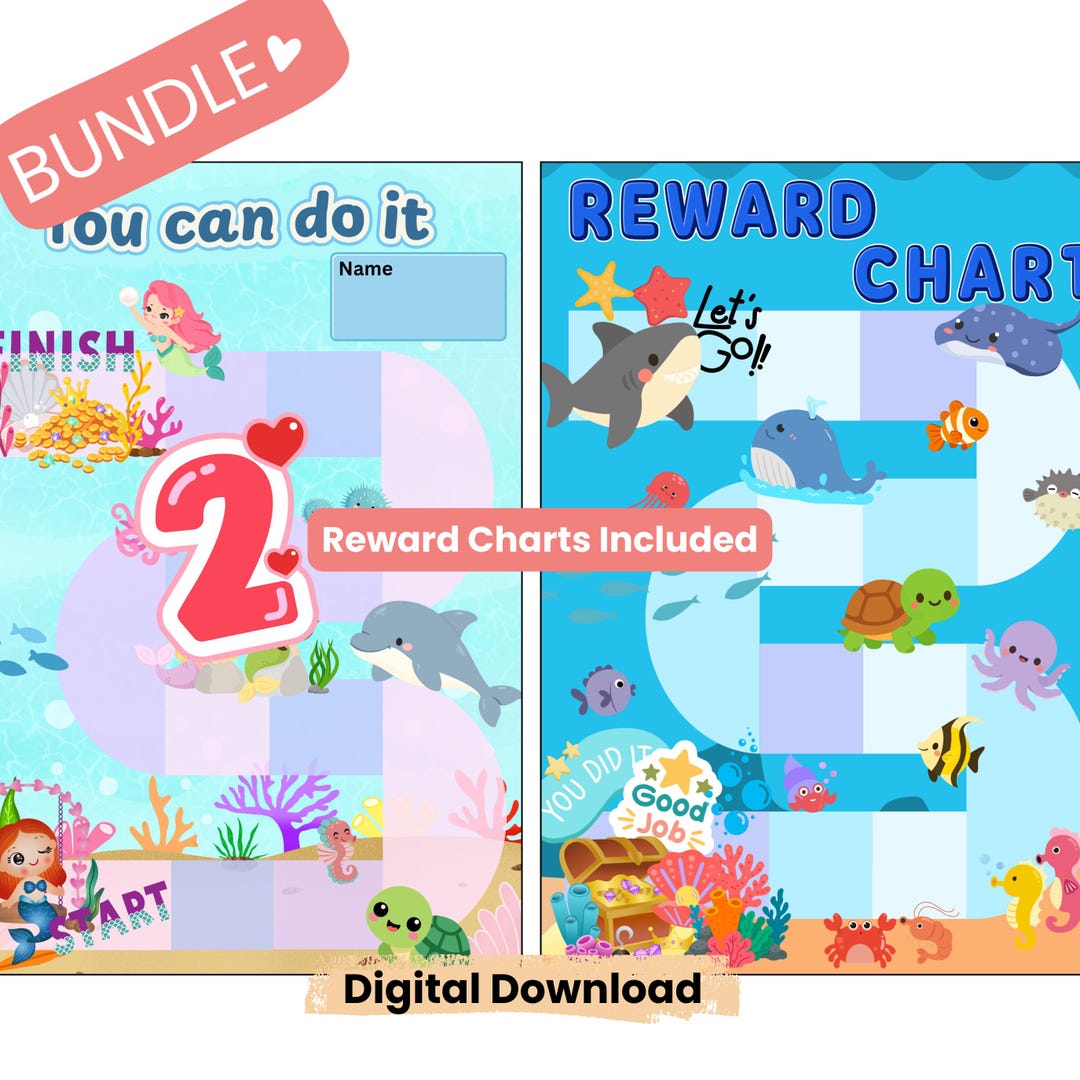 Mermaid Reward Chart Bundle, Under the Sea Kids Chore Chart Printable ...