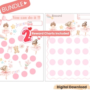 Ballet Reward Chart Bundle Printable | Pink Ballerina Chore Chart for Kids | Potty Training | Behavior Chart | Instant Download PDF