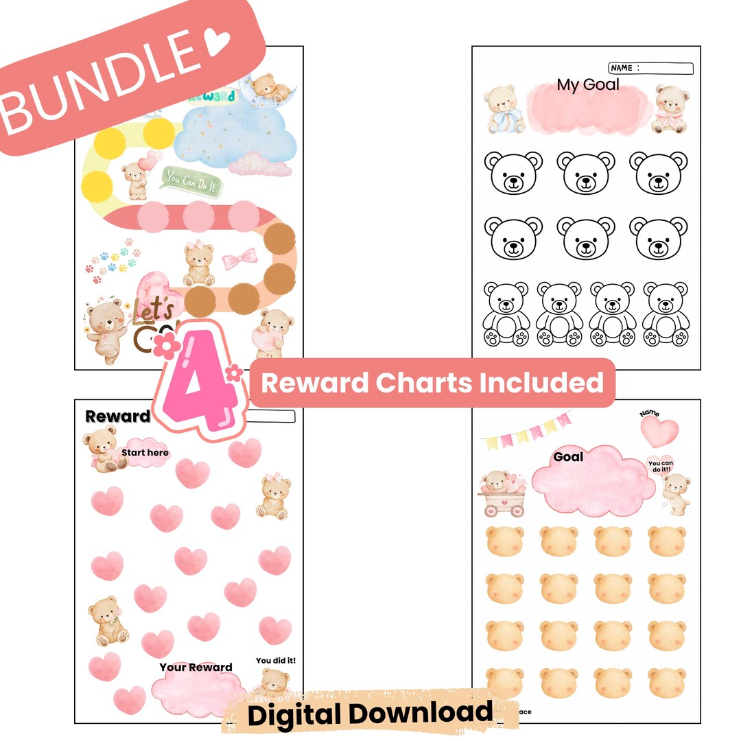 Reward Chart for Kids Printable Bundle, Toddler Behavior Chart, Chore ...