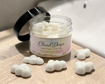 Pastillas de jabón monodosis Cloud Drops / Espuma suave y cremosa, tamaño ideal para niños.