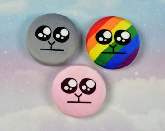 glimbleep seal face 2.5 inch plush pin badge. Ok.