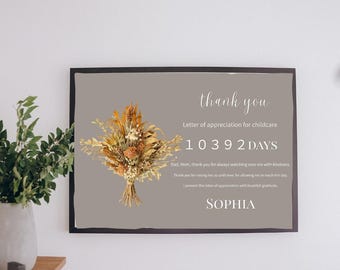 Lettera di ringraziamento modificabile per i genitori | Lettera di ringraziamento per il matrimonio | Regalo per la festa della mamma | Biglietto di ringraziamento stampabile per chi si prende cura dei bambini