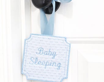 Baby Sleeping Door Hanger, Baby Boy Nursery Decor, Baby Shower Gift Newborn