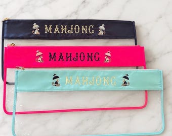 Large Mahjong Tile Bag, Zippered Mahjong Tile Bag, Mahjong Pouch, Mahjong Bag, Mahjong Tile Bag, Mahjong Accessories