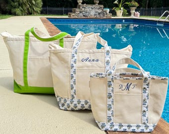 Large Personalized Canvas Tote Bag, Embroidered Canvas Tote Bag, Bridesmaid Gift, Bride Gift