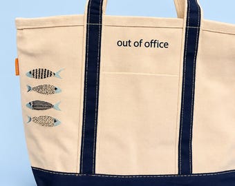 Custom Embroidered Tote Bag, Personalized Gift, Custom Icon Tote, Beach Bag, Vacation Tote Bag, Lake Life