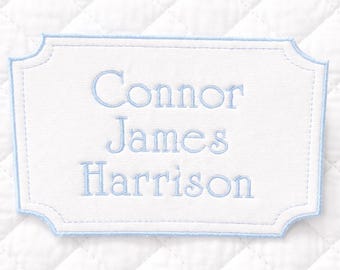Personalized Baby Welcome Bassinet Sign, White Pique Fabric Name Plate