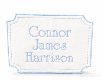 Personalized Baby Welcome Bassinet Sign, Personalized Baby Name Sign, White Pique Fabric Name Plate, Heirloom Newborn Photo Prop