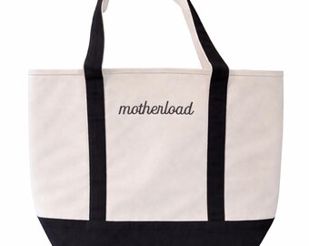 Custom Embroidered Tote Bag, Personalized Gift, Canvas Tote, Beach Bag, Mother Diaper Bag