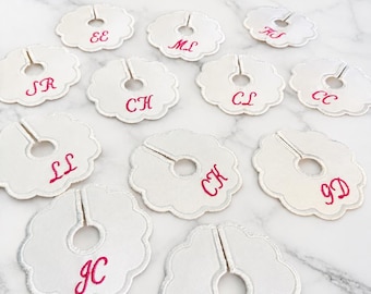 Etiquetas bordadas para copas de vino, marcadores de bebidas, regalo de boda para la novia, etiquetas personalizadas bordadas para tallos de vino, etiquetas personalizadas para copas de vino