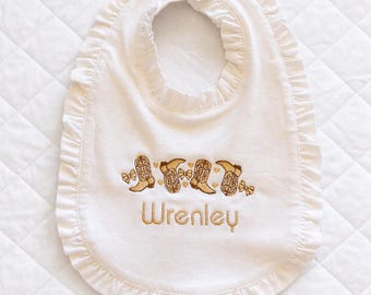 Embroidered Baby Girl Bib, Personalized Baby Bib, Baby Shower Gift, Baby Girl, Newborn Baby Gift, Baby Bibs, Monogram Bib, Newborn Gift