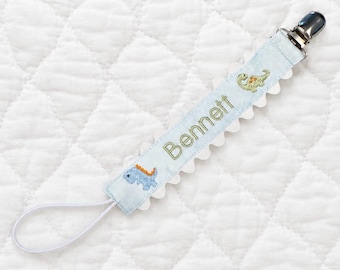 Personalized Paci Clips, Custom Embroideted Paci Clips