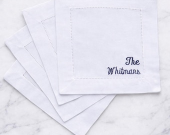 Personalized Cocktail Napkins, Wedding Shower Gifts, Embroidered Cocktail Napkins, Personalized Cocktail Napkins,  Wedding Cocktail Napkins