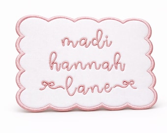 Personalized Baby Name Sign, Embroidered Bow Heirloom Keepsake for Newborn Baby Hospital Sign Baby Embroidered Banner