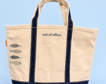 Custom Embroidered Tote Bag, Personalized Gift, Custom Icon Tote, Beach Bag, Vacation Tote Bag, Lake Life