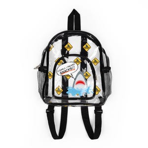 Mini mochila transparente, diseño de tiburón, bolsa para estadio, PVC, cierre de cremallera.