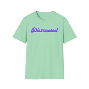 Distracted script text T-Shirt | purple gradient cursive