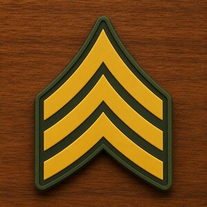 Military Sergeant Rank Rubber Patch, US Army Chevron Insignia PVC Badge, Tactical 3 Stripes Morale Emblem for Jackets and Bags