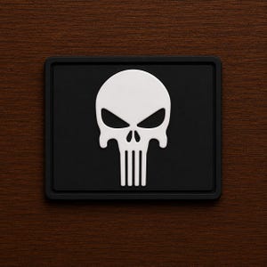 Punisher Skull PVC Patch, Tactical Morale Badge for Vest, Modern Military Rubber Emblem for Backpack, Hook and Loop Comic Skull Patch