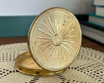 Vintage Max Factor Powder Compact, Gold Starburst Design Compact Mirror