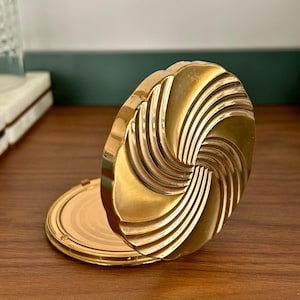 Vintage Max Factor Powder Compact, Gold Swirl Mirror Compact