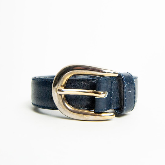 Preston Leather Golden Nautical Anchor Belt Blue Preston Leather Golden Nautical Anchor Belt Blue