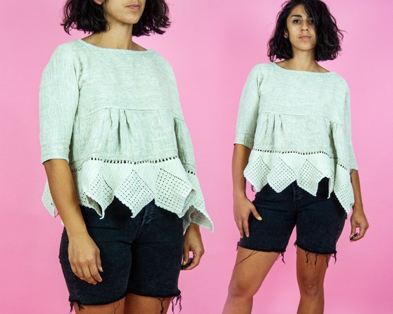90s Cropped Swing Blouse OSFM