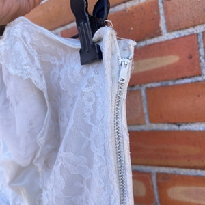 vintage 50s white lace ruffle cupcake strapless wedding dress / s m small medium image 4