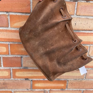 brown suede leather Gucci shoulder bucket bag image 7