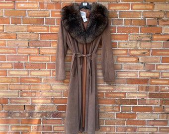 vintage 70s leather and fur penny lane coat / xs s extra small