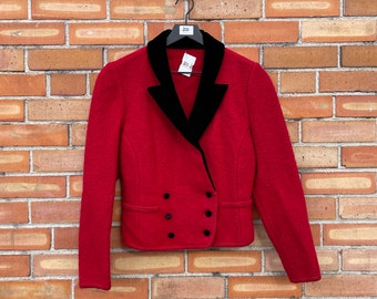 vintage 80s does 40s red felted wool blazer / m medium