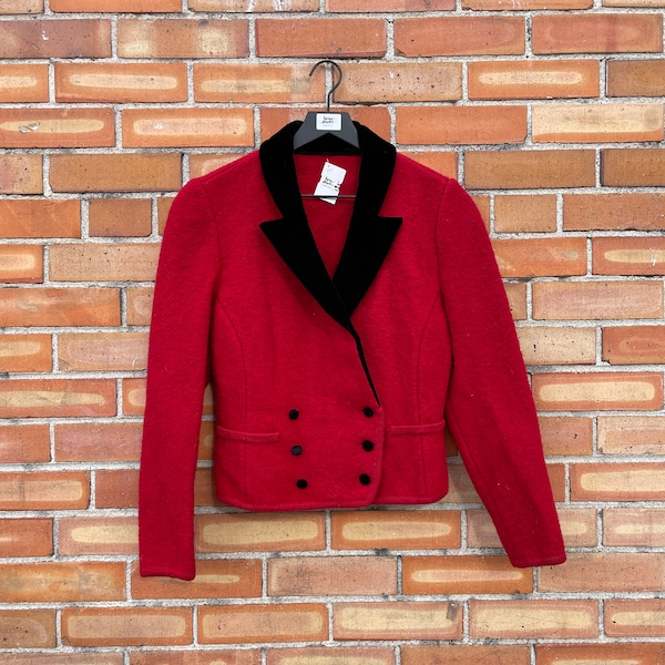 vintage 80s does 40s red felted wool blazer / m medium