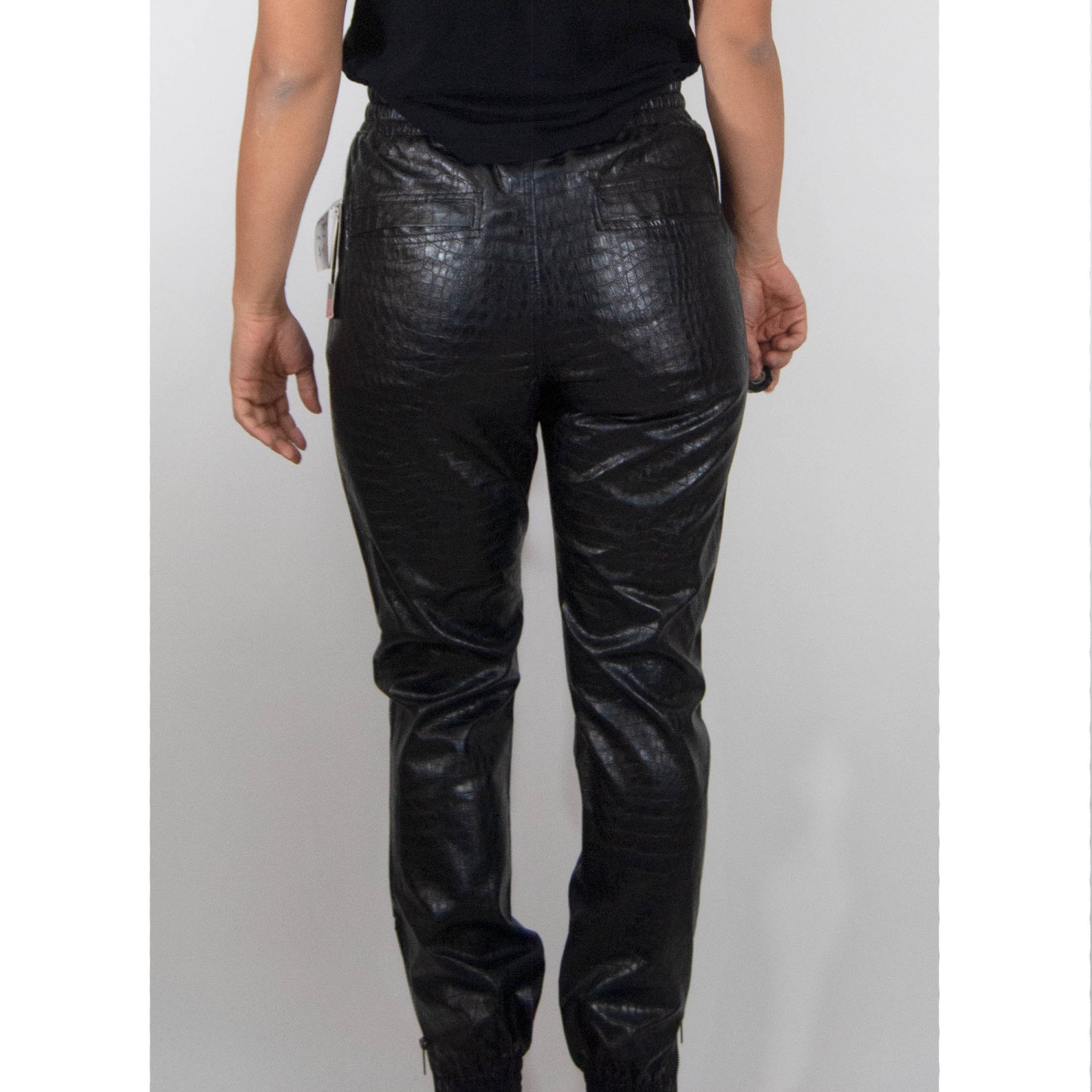 Y2K Pleather Joggers M medium l large / 28 29 30 31 32 / black | Etsy