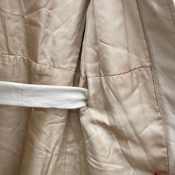 vintage 60s white mink fur leather trench coat / … - image 3