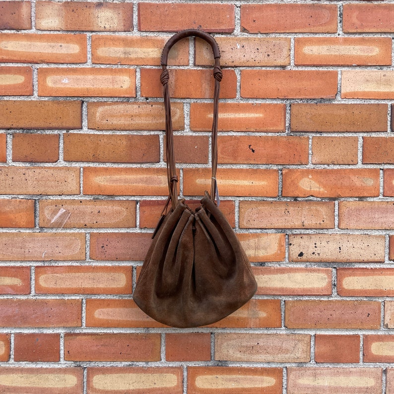 brown suede leather Gucci shoulder bucket bag image 1