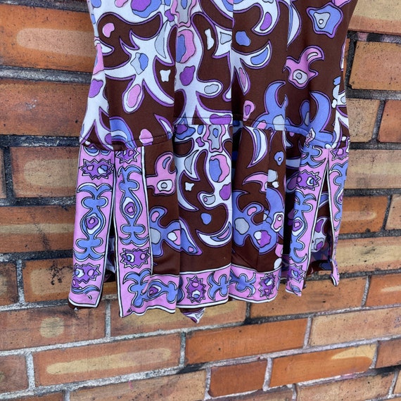 vintage 60s pink psychedelic one piece skirt swim… - image 6