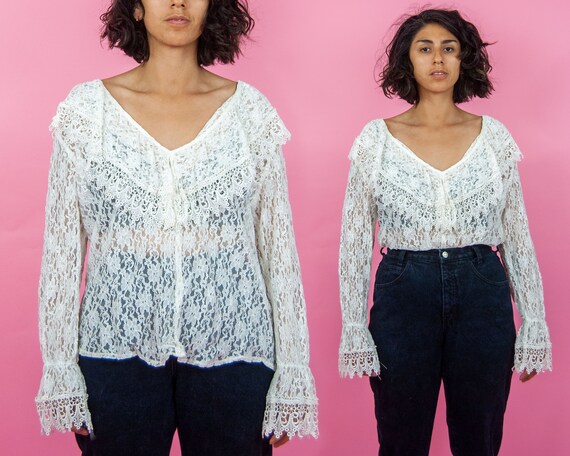 Y2K does 70s Lace Blouse OSFM