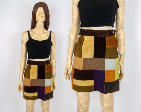 OOAK 70s Patchwork Skirt XXS / XS