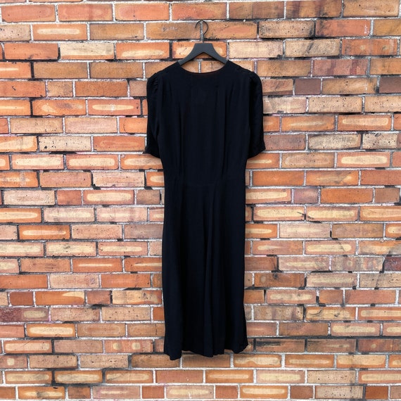 vintage 40s black rhinestone crepe rayon dress / … - image 2