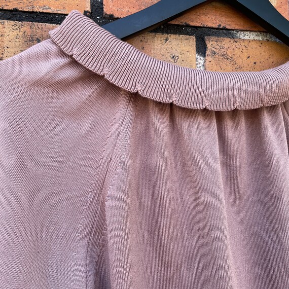 vintage 70s givenchy dusty pink frill neck sweate… - image 5