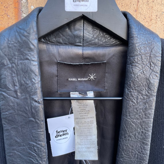 isabel marant black wool leather trim blazer / 0 … - image 5