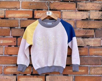 vintage 90s kids colorblock blue yellow beverly hills sports club sweater / 7