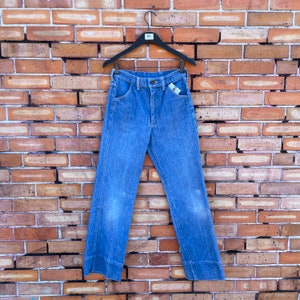 vintage 70s blue wide leg light wash jeans / 26 s small image 1
