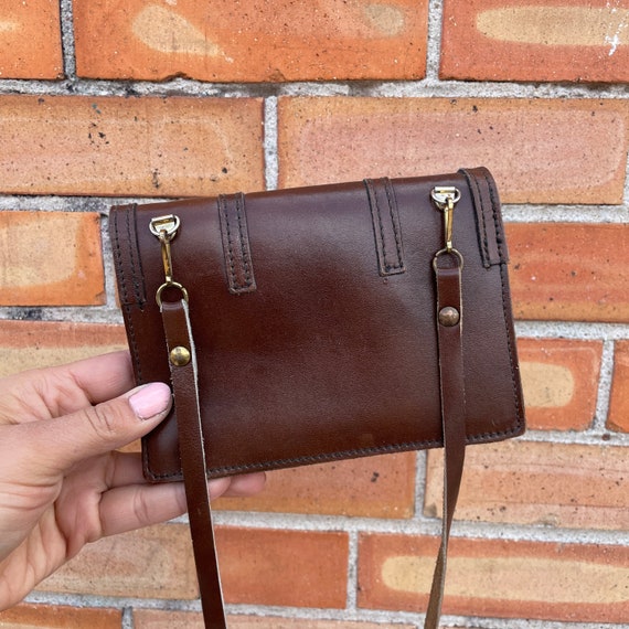 vintage 60s/70s brown leather mini crossbody bag - image 4