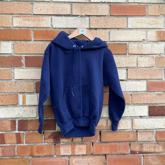 vintage 80s kids blue hoodie sweatshirt / kids s - image 1