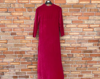 vintage 60s pink velvet rayon empire waist bow back dress / xs extra small