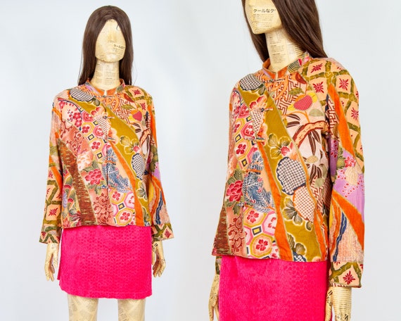 Y2K Citron Reversible Stand Collar Blouse S